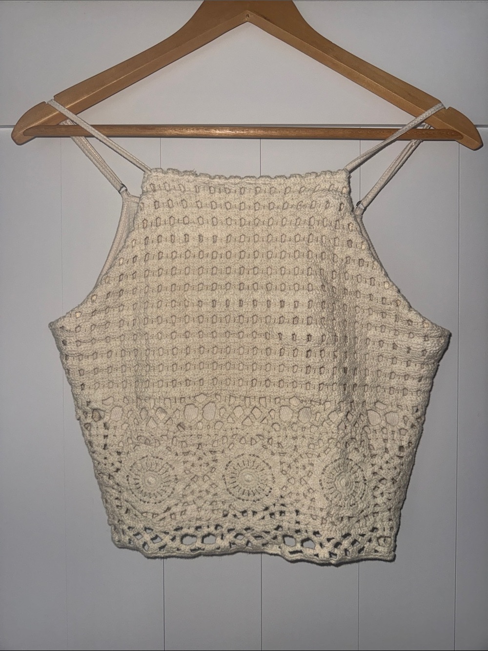 love on a hanger Cream Crochet Crop Top